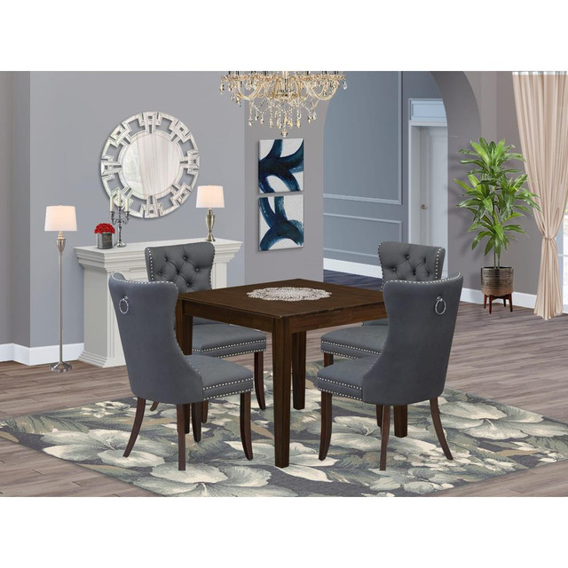 5 Piece Dining Room Table Set Consists of a Square Solid Wood Table