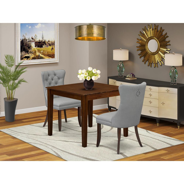 3 Piece Kitchen Table Set Contains a Square Modern Dining Table