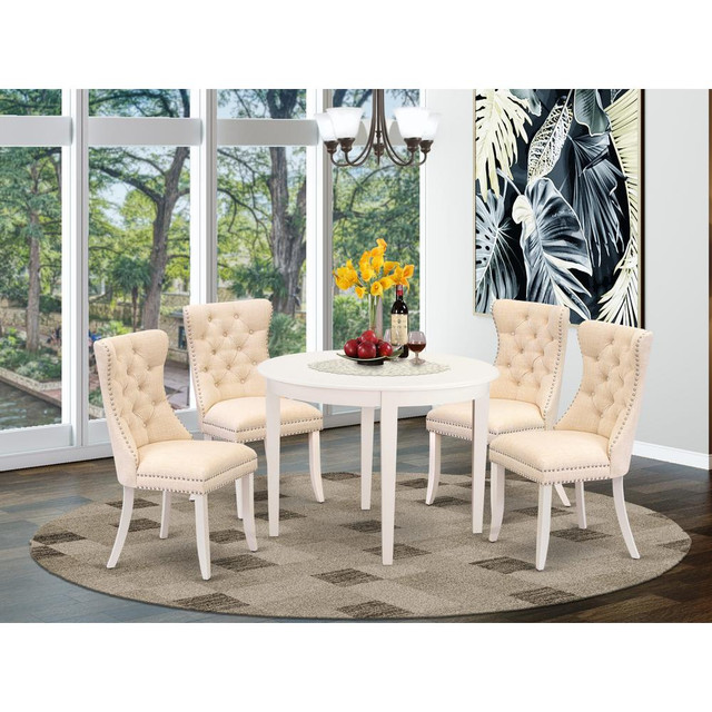 5 Piece Kitchen Table & Chairs Set Contains a Round Dining Table