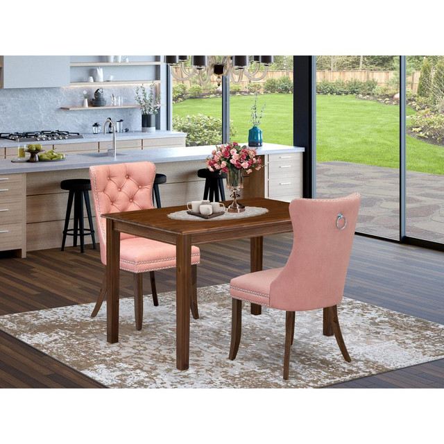 3 Piece Kitchen Table Set Contains a Rectangle Dining Table