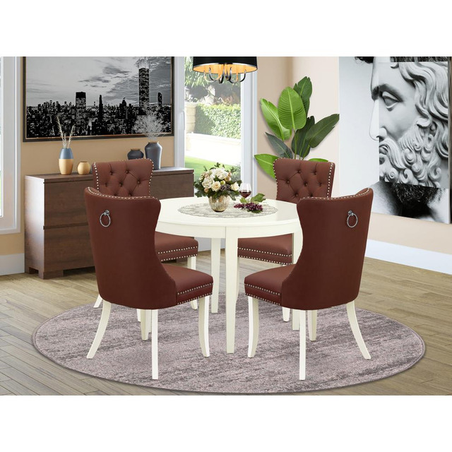 5 Piece Dining Set for Small Spaces Consists of a Round Kitchen Table