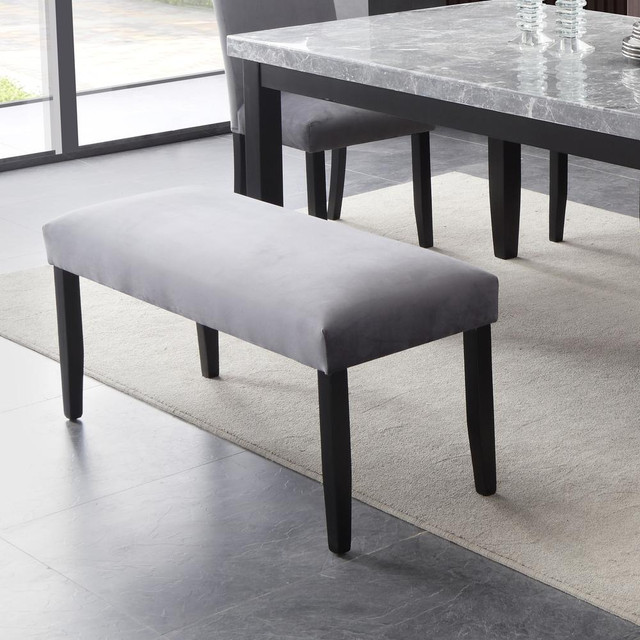 Napoli Gray Velvet Dining Bench