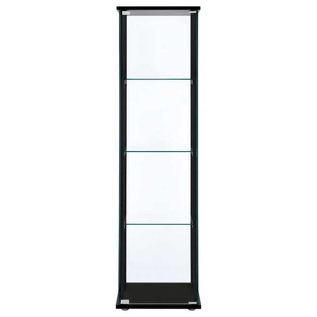 Cyclamen 4-shelf Glass Curio Cabinet Black and Clear