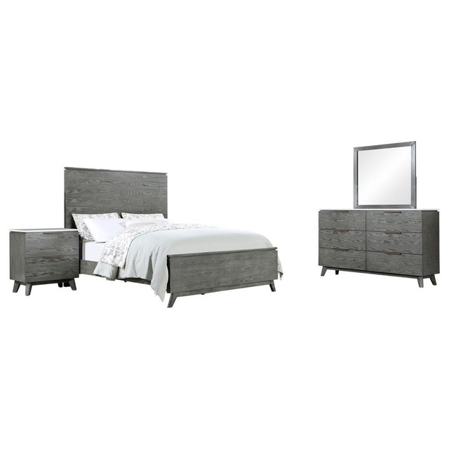 Nathan 4-piece Queen Bedroom Set White Marble and Grey