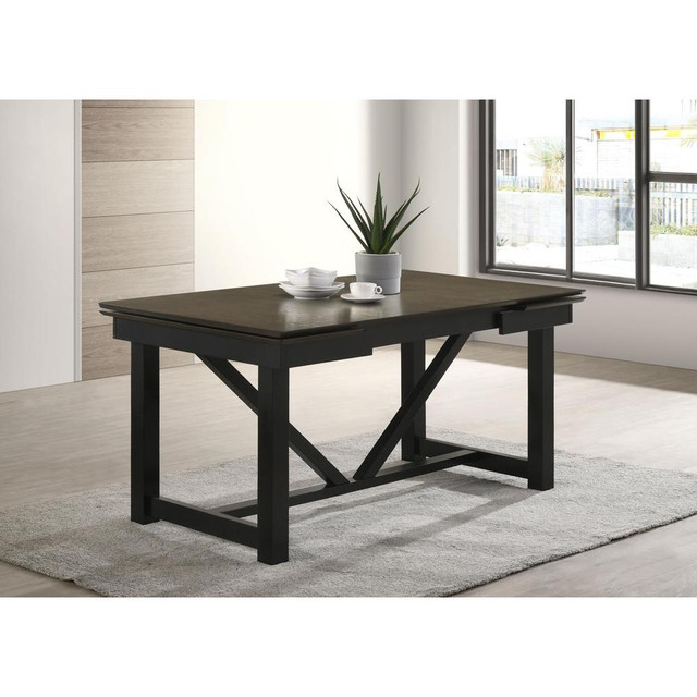 Malia Rectangular Dining Table with Refractory Extension Leaf Black