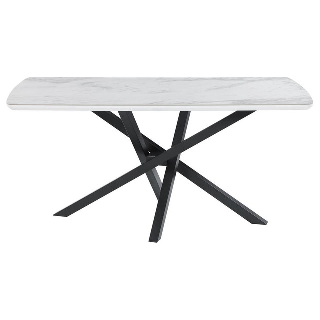 Paulita Rectangular Dining Table White and Gunmetal