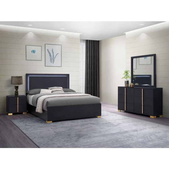 Marceline Twin Bed with LED Headboard Black