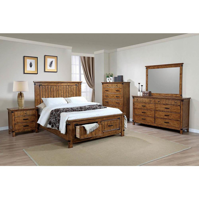 Brenner Eastern King Storage Bed Rustic Honey