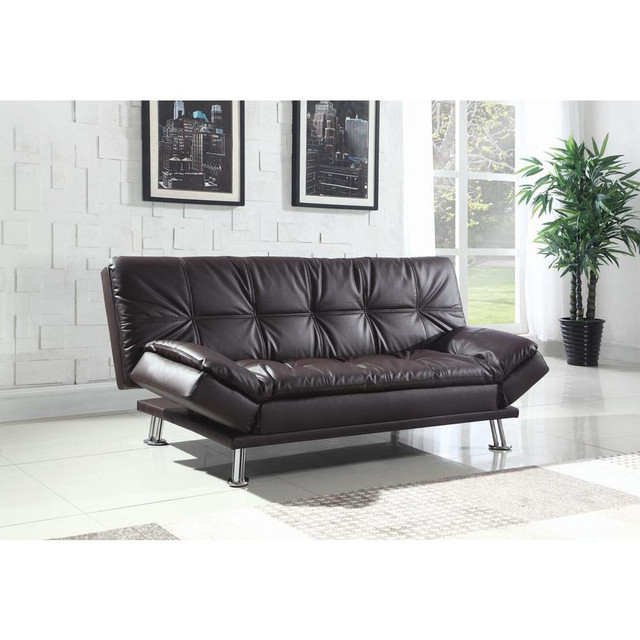 Dilleston Tufted Back Upholstered Sofa Bed Brown