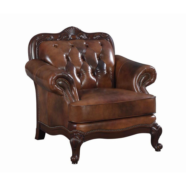 Victoria Rolled Arm Chair Tri-tone and Brown