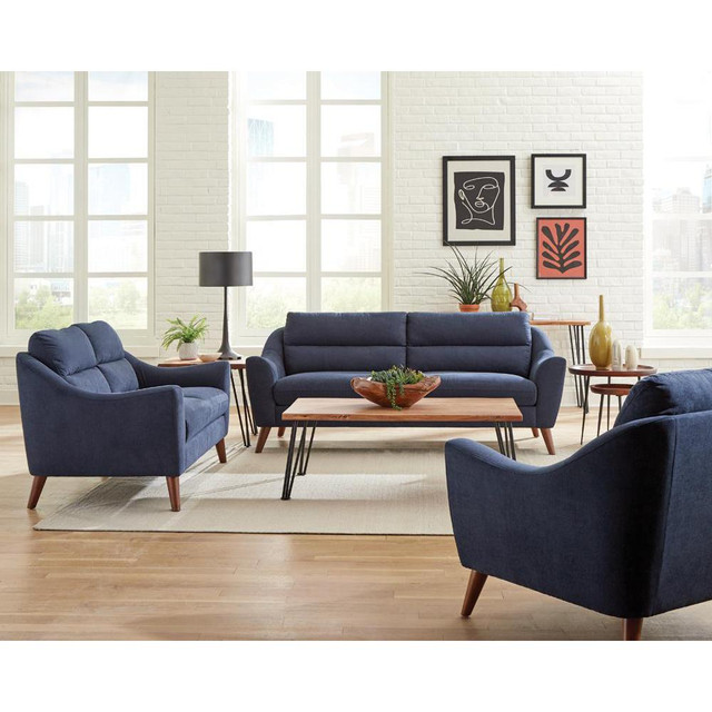 Gano 2-piece Sloped Arm Living Room Set Navy Blue