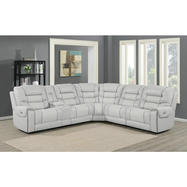 6 Pc Power2 Sectional Transitional, Light Grey