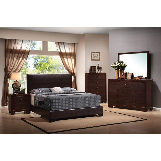 Conner Bedroom Set With Upholstered Headboard Cappuccino