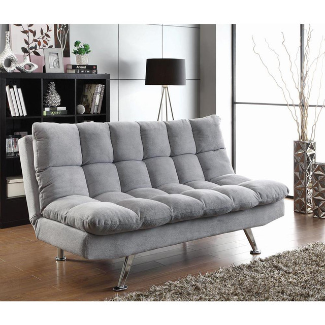 Sofa Bed Transitional, Dark Grey/Chrome