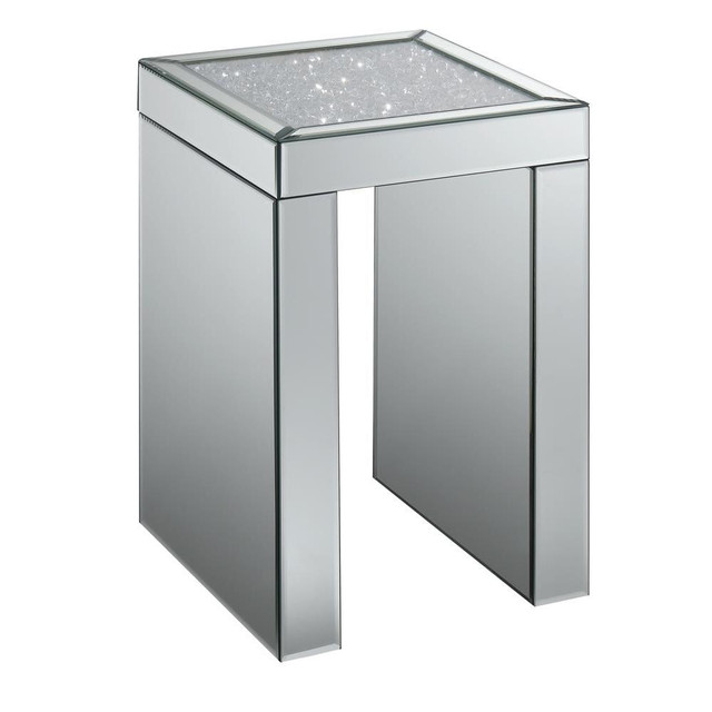 Audrey Square Chairside Table Clear Mirror