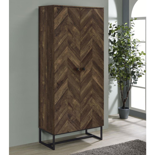 Carolyn 2-door Accent Cabinet Rustic Oak and Gunmetal