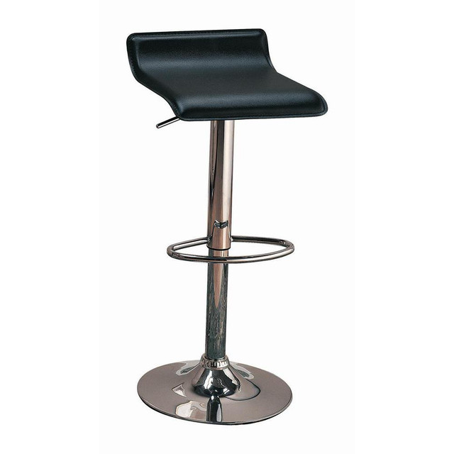 29" Upholstered Backless Adjustable Bar Stools Black and Chrome (Set of 2)