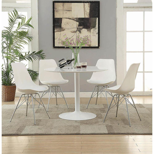 Juniper Armless Dining Chairs White and Chrome (Set of 2)