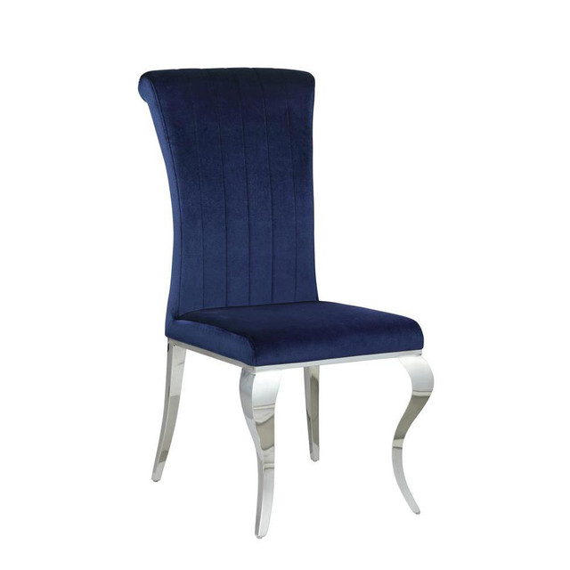 Betty Upholstered Side Chairs Ink Blue and Chrome (Set of 4)