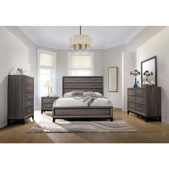 Watson California King Panel Bedroom Set Grey Oak and Black