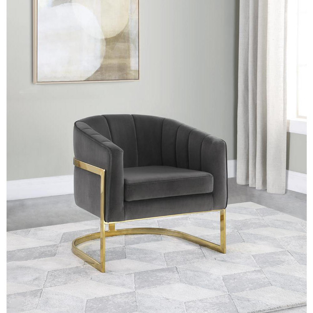 Alamor Tufted Barrel Accent Chair Dark Grey and Gold