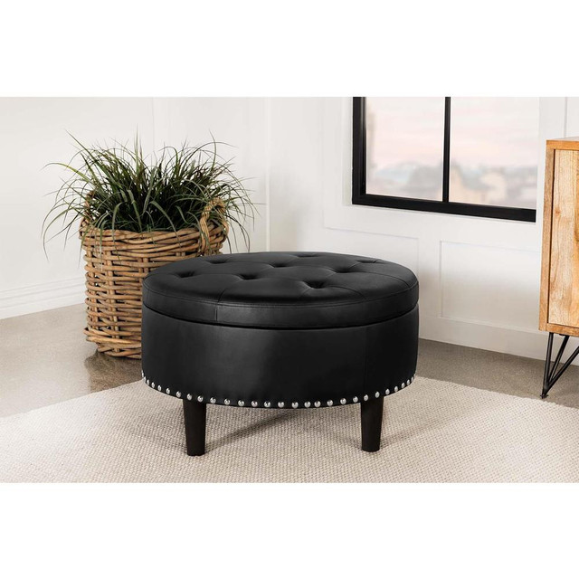 Jace Upholstered Tufted Storage Ottoman Black