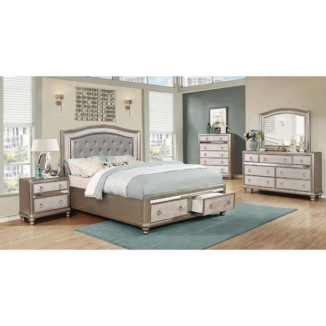 Bling Game Storage Bedroom Set Metallic Platinum