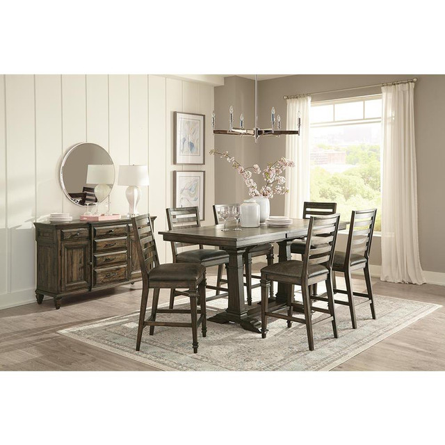 Avenue 5-piece Trestle Counter Dining Set Vintage Dark Pine