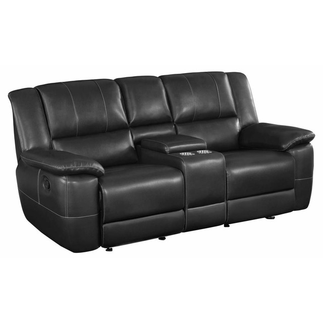 Lee Glider Loveseat with Console Black