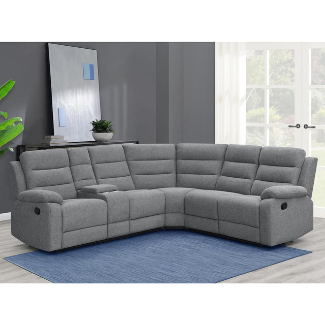 David 3-piece Upholstered Motion Sectional with Pillow Arms Smoke