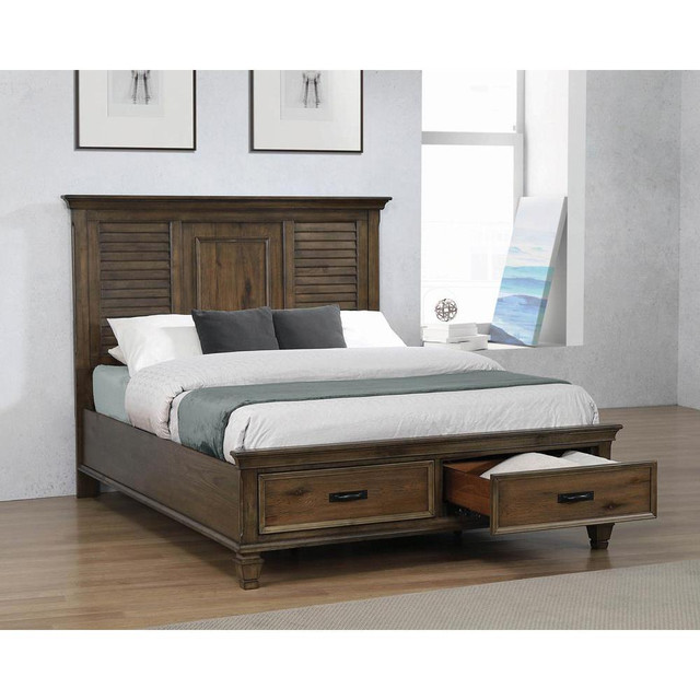 Franco Queen Storage Bed Burnished Oak