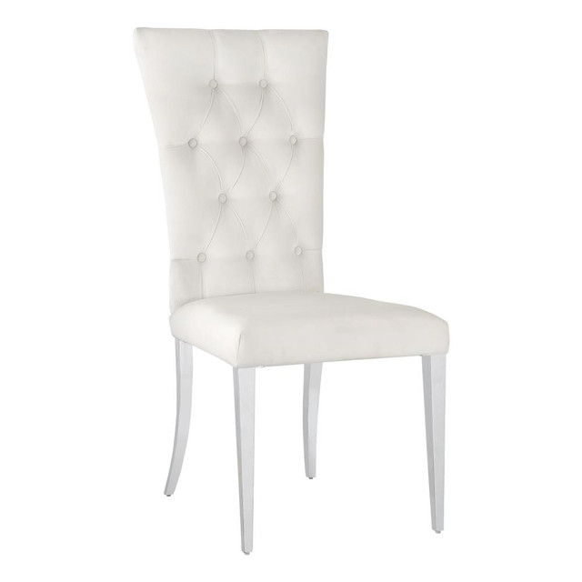 Kerwin Tufted Upholstered Side Chair (Set of 2) White and Chrome