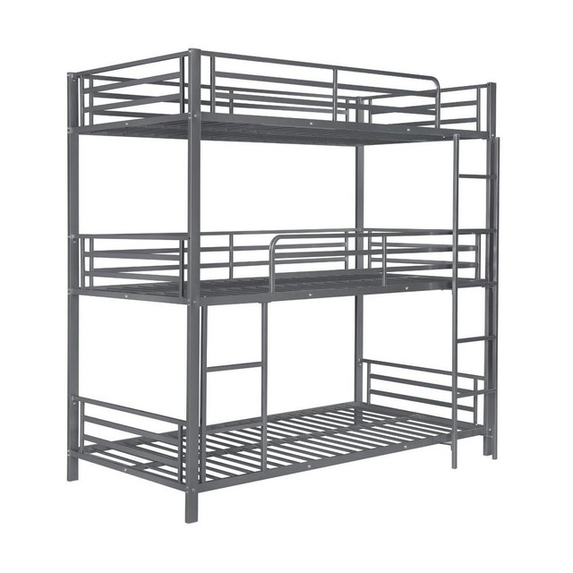 Maynard Metal Triple Twin Bunk Bed Gunmetal