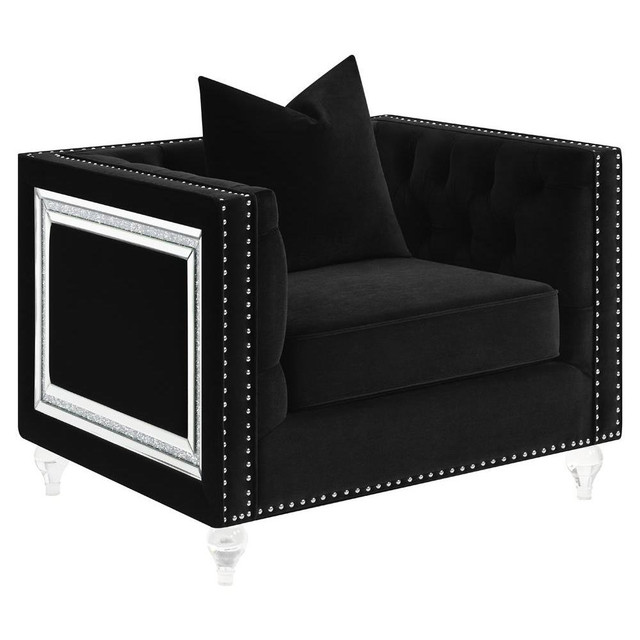 Delilah Upholstered Tufted Tuxedo Arm Chair Black