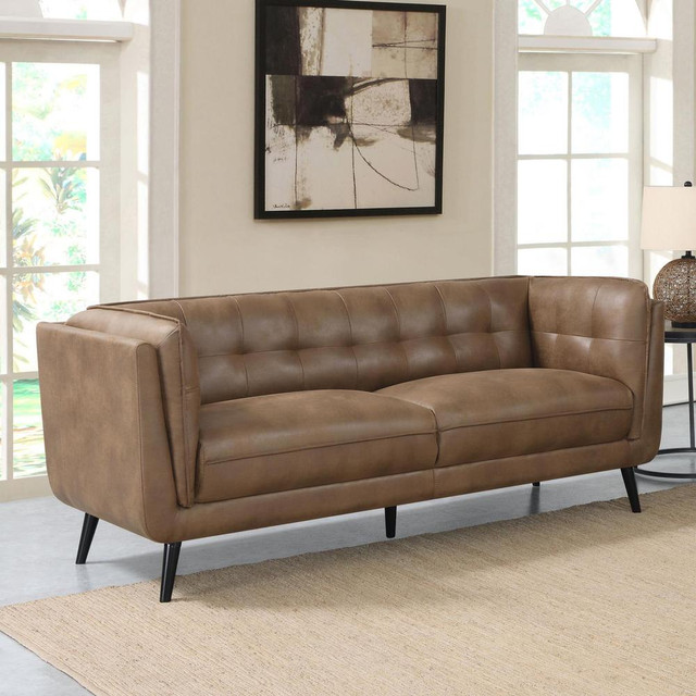 Thatcher Upholstered Button Tufted Sofa Brown