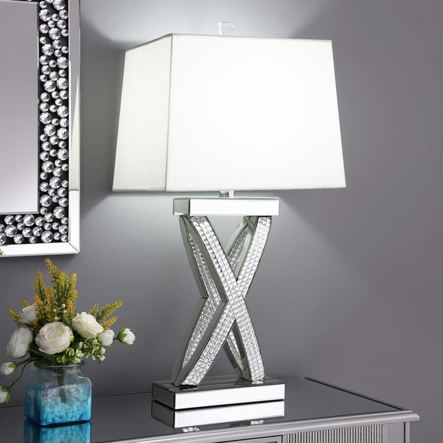 Dominick Table Lamp with Rectange Shade White and Mirror