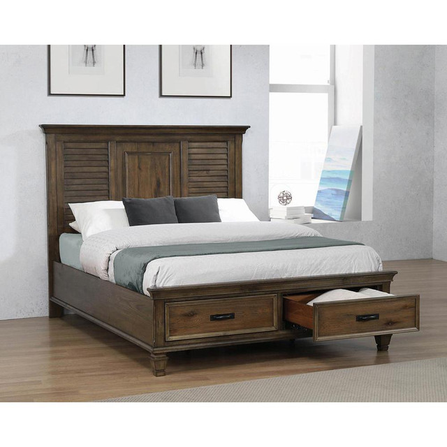 Franco 4-piece Queen Storage Bedroom Set Burnished Oak