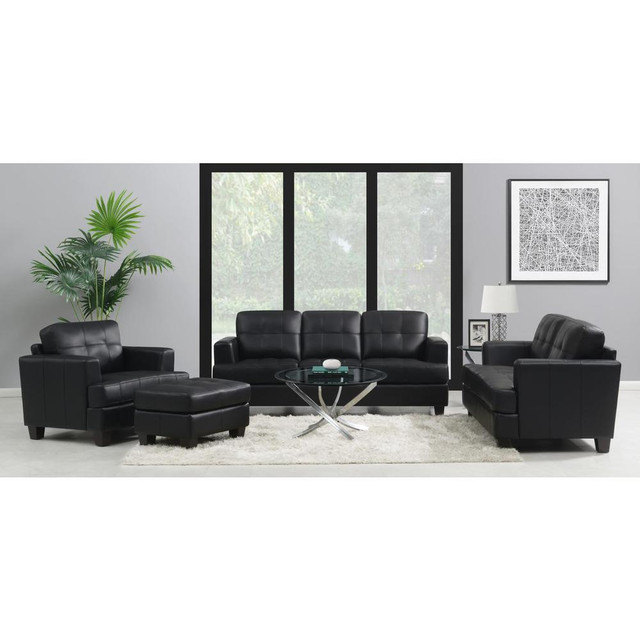 Samuel Upholstered Tufted Living Room Set Black