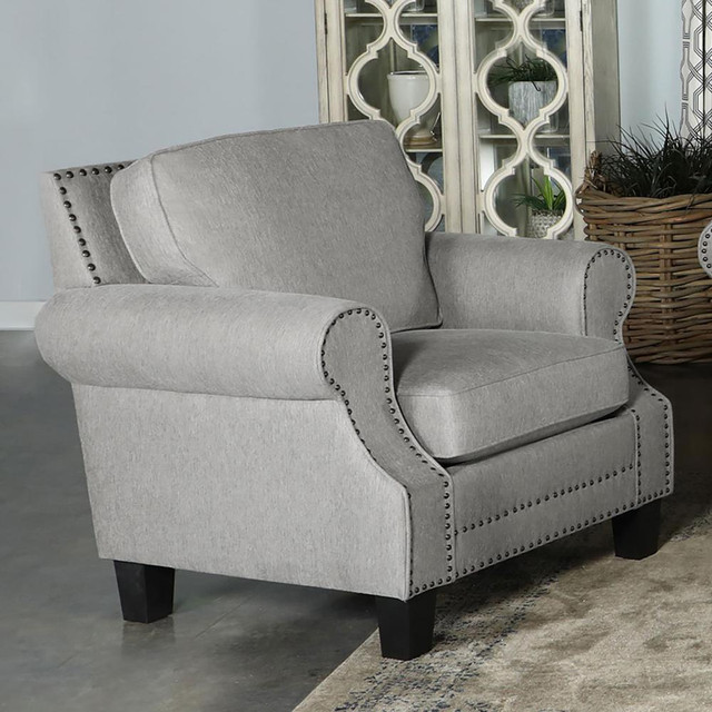 Sheldon Upholstered Chair with Rolled Arms Grey