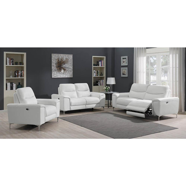 Largo 3-piece Upholstered Power Living Room Set White