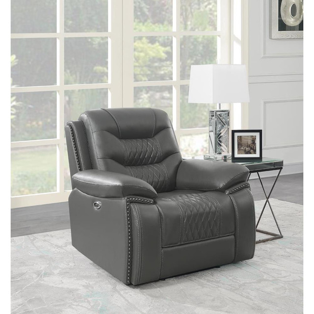 Flamenco Tufted Upholstered Power Recliner Charcoal