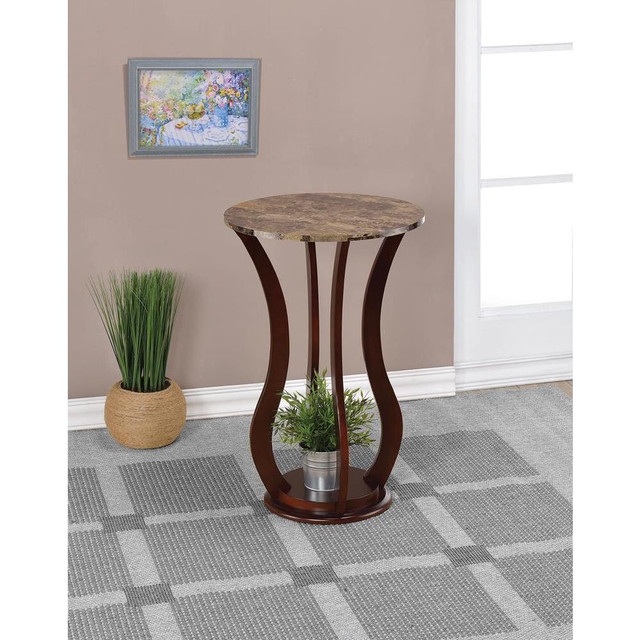 Elton Round Marble Top Accent Table Brown