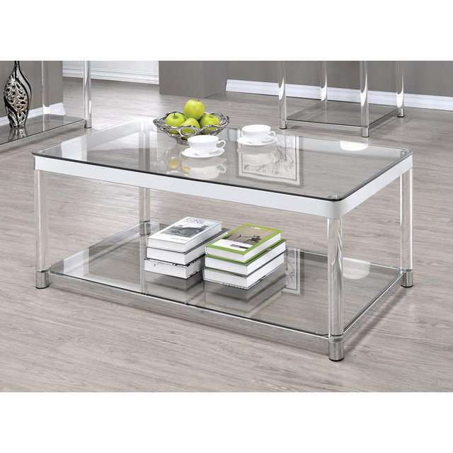 Anne Coffee Table with Lower Shelf Chrome and Clear