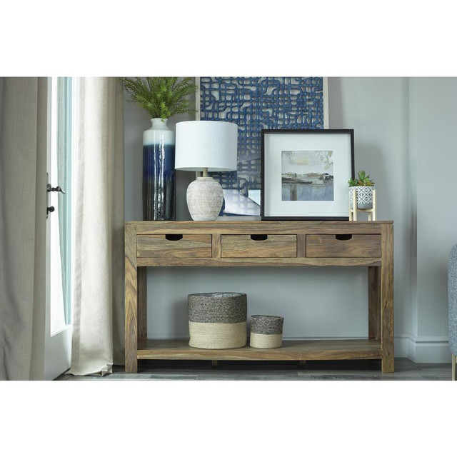 Esther 3-drawer Storage Console Table Natural Sheesham