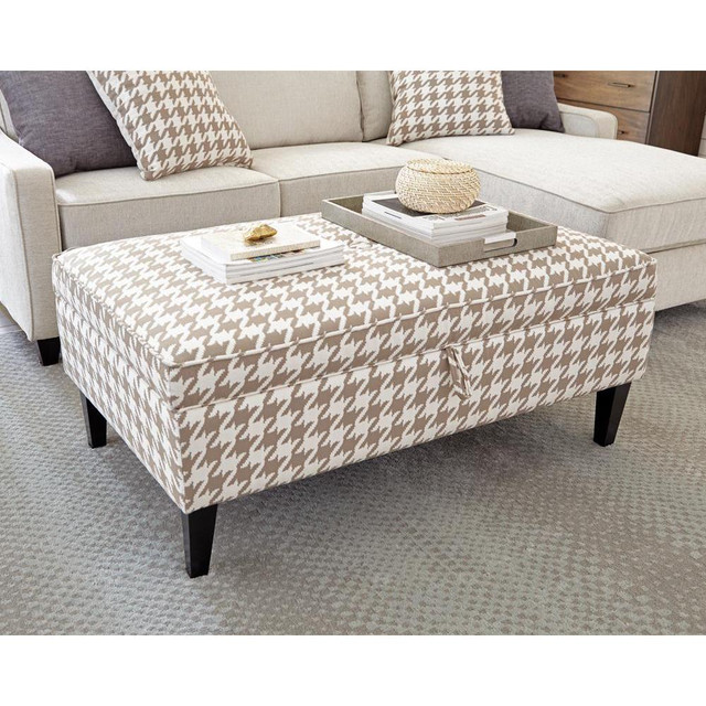 Mcloughlin Upholstered Storage Ottoman Beige and White