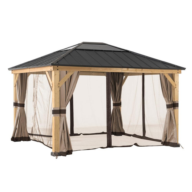 Universal Curtains and Mosquito Netting for 11 ×13 ft Wood Framed Gazebos