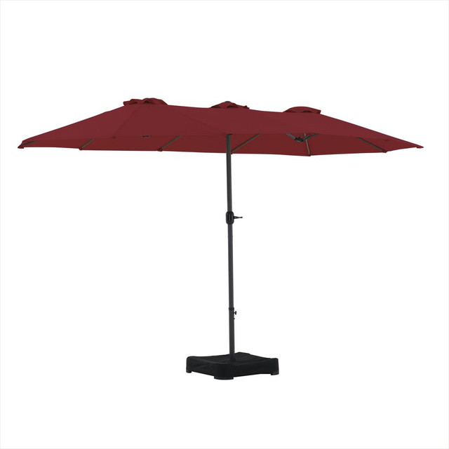 Sunjoy Triple Canopy Umbrella with Umbrella Base - Rust Red