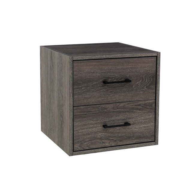Quub Two-Drawer Cabinet, Space Saving Stackable MDF Wood Cabinet for Living Room