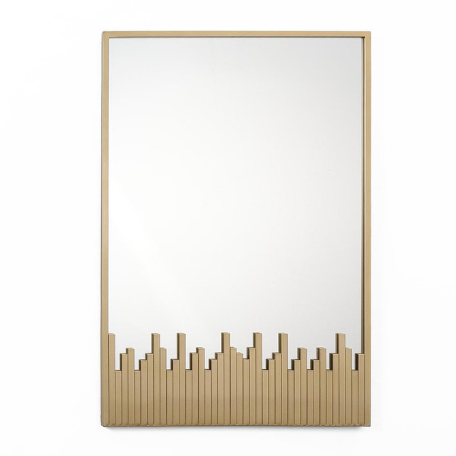 Cityscape Gold Metal Frame Rectangular Wall Mirror