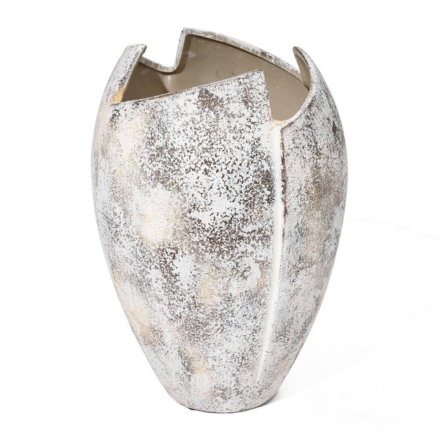Modern Marble White 12.2-Inch Tall Stoneware Table Vase